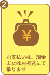 お支払いは現金で承ります。
